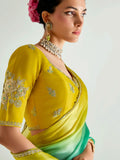 Marvelous Green Organza Border Work Festival Wear Saree With Blouse