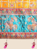 Yellow & Blue Embroidery Cadbury Silk Bridal Wear Panetar Saree