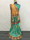 Yellow & Blue Embroidery Cadbury Silk Bridal Wear Panetar Saree