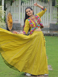 Awesome Parrot Green Silk Gamthi Work Lehenga Choli With Jacket