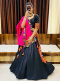 Stunning Black Gamthi Work Cotton Navratri Lehenga Choli