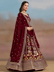Phenomenal Maroon Sequins Georgette Reception Wear Lehenga Choli - Ethnic Plus In