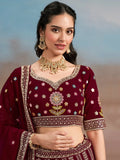 Phenomenal Maroon Sequins Georgette Reception Wear Lehenga Choli - Ethnic Plus In