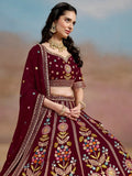 Phenomenal Maroon Sequins Georgette Reception Wear Lehenga Choli - Ethnic Plus In