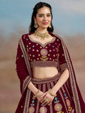 Phenomenal Maroon Sequins Georgette Reception Wear Lehenga Choli - Ethnic Plus In