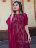 Lovely magenta Zari Work Georgette Festive wear Palazzo Suit