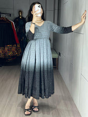 Adorning Grey Shaded Cotton Casual Wear Chikankari Gown