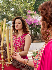 Awesome Pink Embroidered Silk Engagement Wear Lehenga Choli