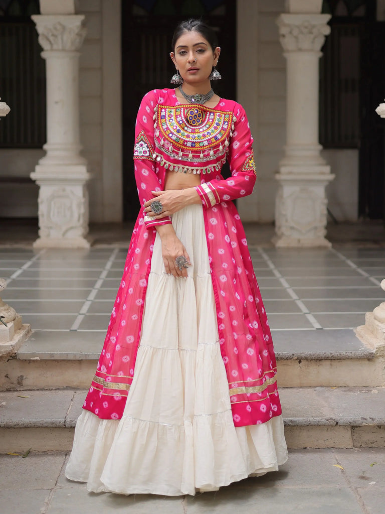 Ravishing Rani Pink Gota Patti Work Navratri Lehenga With Kurti