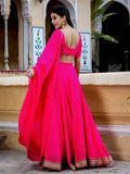 Astounding Pink Leheriya Georgette Bridesmaid Lehenga Choli