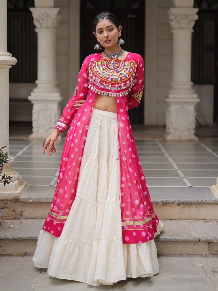 Ravishing Rani Pink Gota Patti Work Navratri Lehenga With Kurti