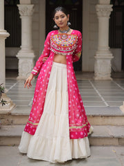 Ravishing Rani Pink Gota Patti Work Navratri Lehenga With Kurti