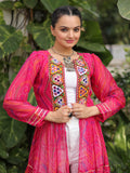 Beautiful Pink Georgette Kutchi Work Navratri Special Shrug