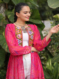 Beautiful Pink Georgette Kutchi Work Navratri Special Shrug