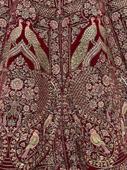 Fascinating Rani Pink Dori Embroidery Velvet Bridal Wear Lehenga Choli