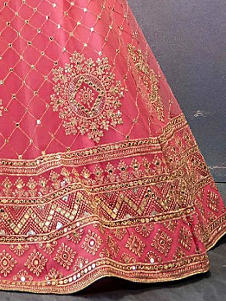 Glamorous Pink Sequined Butterfly Net Sangeet Party Lehenga Choli