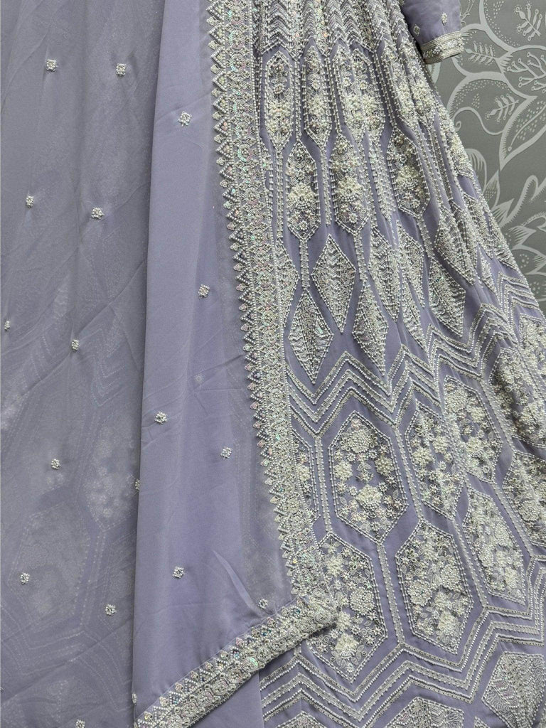 Pleasant Lavender Thread Work Georgette Bridesmaid Lehenga Choli - Ethnic Plus In