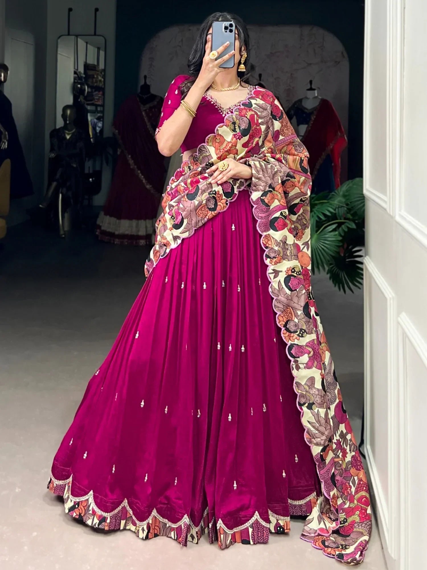 Outstanding Pink Sequins Silk Festival Wear Lehenga Choli 