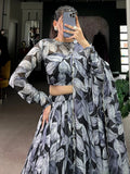 Precious Black Digital Printed Silk Party Wear Lehenga Choli With Dupatta - Ethnic Plus In