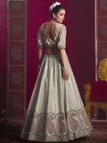 Precious Cream Color Embroidered Silk Bridesmaid Lehenga Choli With Dupatta - Ethnic Plus In