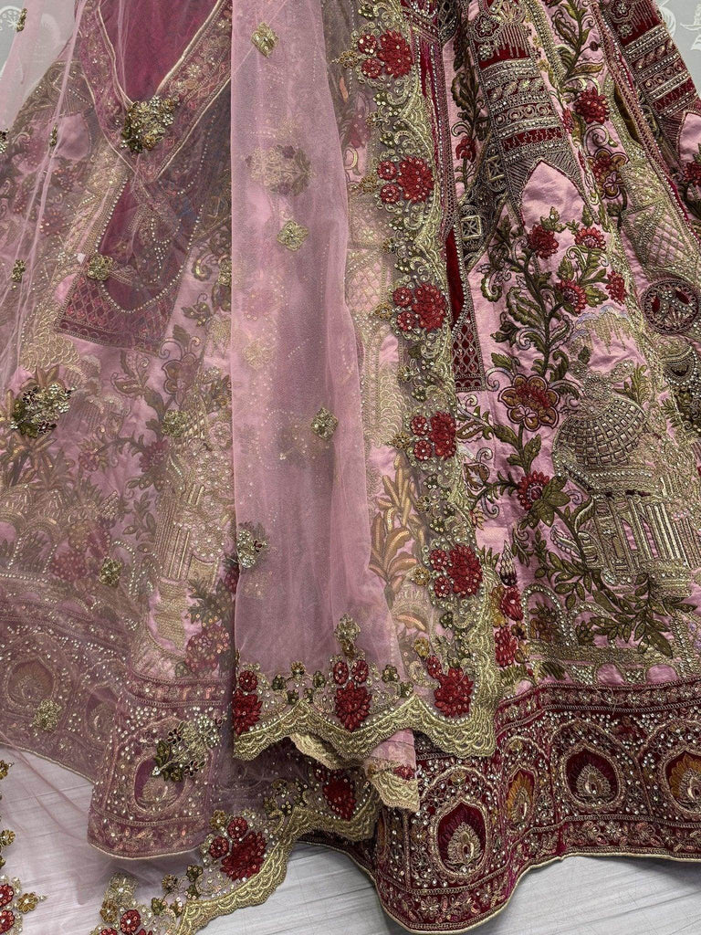 Precious Cream Embroidered Silk Bridal Lehenga Choli With Dupatta - Ethnic Plus In