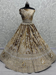 Precious Golden Sequins Velvet Bridesmaid Lehenga Choli With Dupatta - Ethnic Plus In