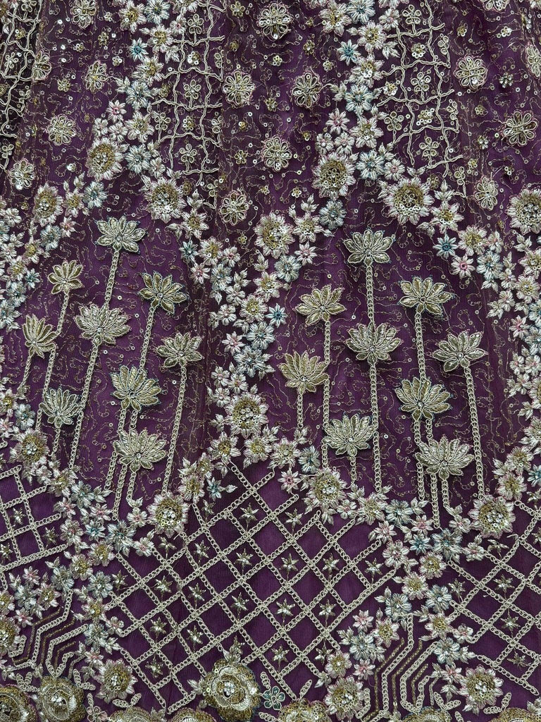 Precious Lilac Sequins Net Designer Lehenga Choli With Dupatta - Ethnic Plus In