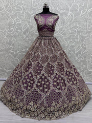 Precious Lilac Sequins Net Designer Lehenga Choli With Dupatta - Ethnic Plus In
