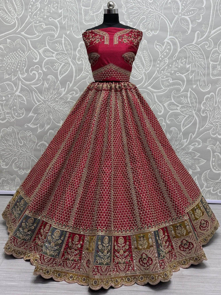 Precious Pink Embroidered Silk Bridal Lehenga Choli With Dupatta - Ethnic Plus In