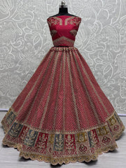 Precious Pink Embroidered Silk Bridal Lehenga Choli With Dupatta - Ethnic Plus In