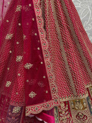 Precious Pink Embroidered Silk Bridal Lehenga Choli With Dupatta - Ethnic Plus In