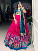 Precious Pink Tussar Silk Foil Work Traditional Lehenga Choli