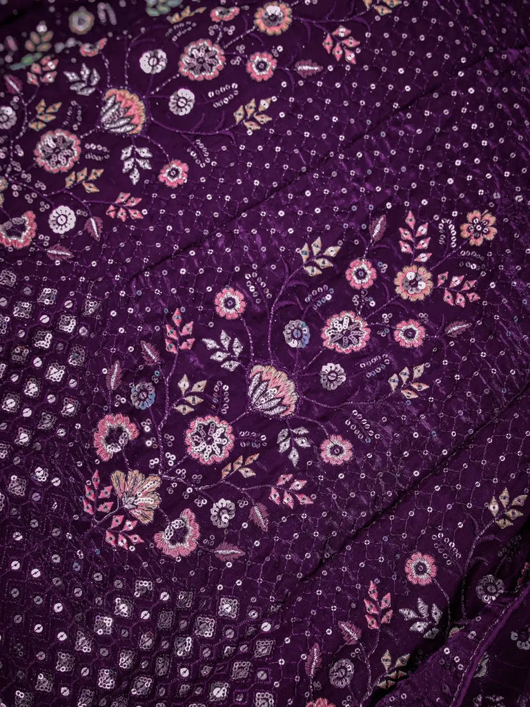 Precious Purple Thread Embroidered Net Designer Lehenga Choli - Ethnic Plus In