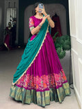 Precious Rani Pink Embroidered Cotton Event Wear Half Saree Lehenga - Ethnic Plus In