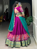 Precious Rani Pink Embroidered Cotton Event Wear Half Saree Lehenga - Ethnic Plus In