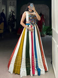 Pretty Multi Color Pure Rayon Embroidered Navratri Wear Lehenga Choli - Ethnic Plus In