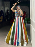 Pretty Multi Color Pure Rayon Embroidered Navratri Wear Lehenga Choli - Ethnic Plus In