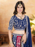 Pretty Multi - Color Thread Embroidered Georgette Wedding Lehenga Choli - Ethnic Plus In