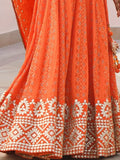 Pretty Orange Sequins Georgette Sangeet Wear Lehenga Choli - Ethnic Plus In