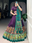 Pretty Purple Foil Work Tussar Silk Lehenga Choli With Dupatta - Ethnic Plus In