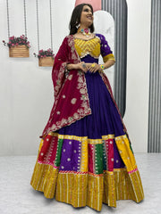 Pretty Purple Pure Cotton Embroidered Navratri Wear Lehenga Choli - Ethnic Plus In