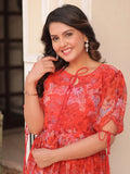Pretty Red Georgette Floral Print Casual Wear Gown - Ethnic Plus In
