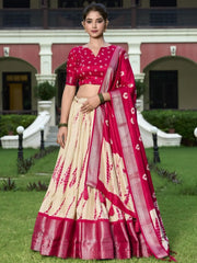 Pretty Red Shibori Print Silk Function Wear Lehenga Choli With Dupatta - Ethnic Plus In