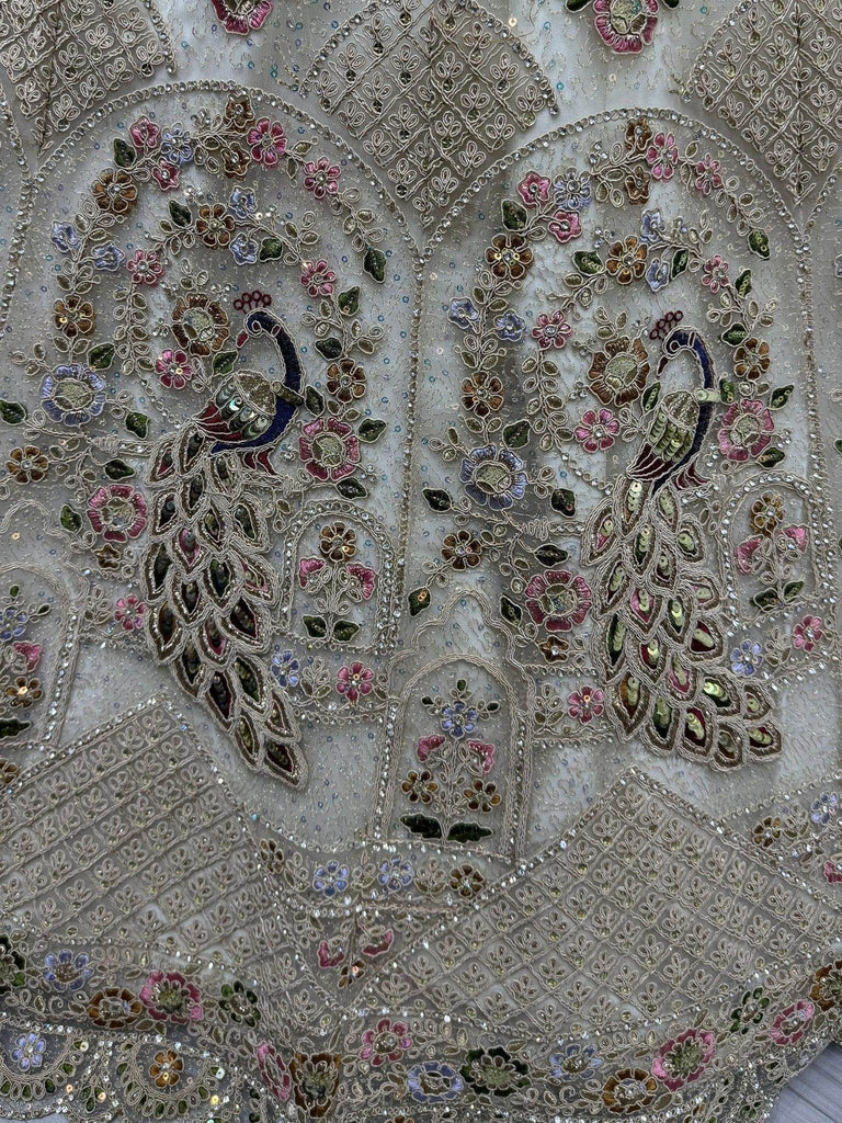 Pretty White Net Zari Work Engagement Wear Lehenga Choli With Dupatta - Ethnic Plus In