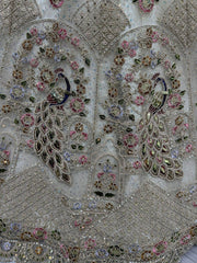 Pretty White Net Zari Work Engagement Wear Lehenga Choli With Dupatta - Ethnic Plus In