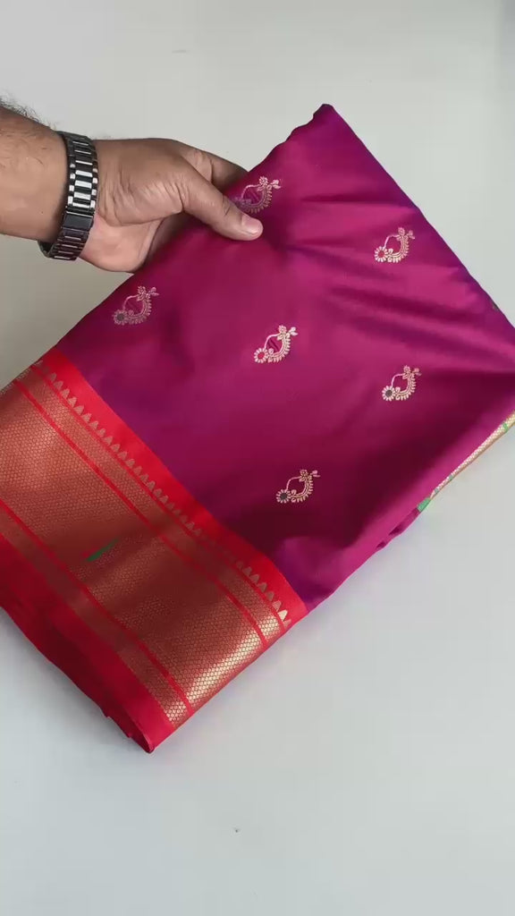 Intricate Hot Pink Paithani Silk Festival Wear Saree With Blouse