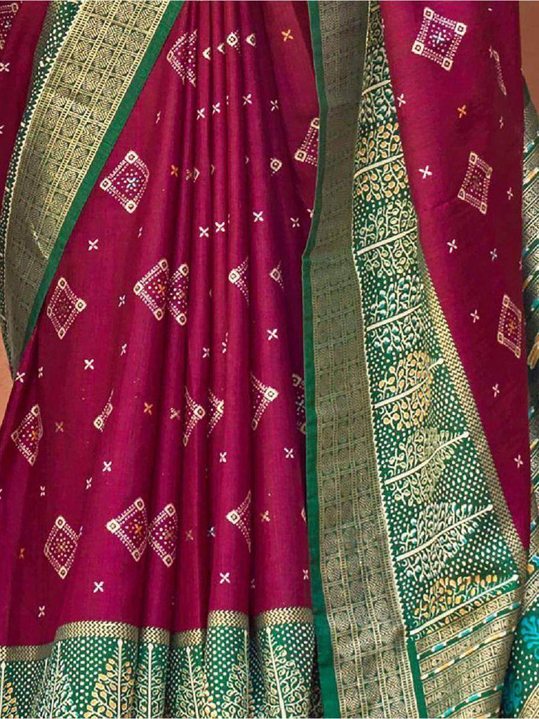 Gorgeous Magenta Patola Printed Silk Festive Wear Saree With Blouse