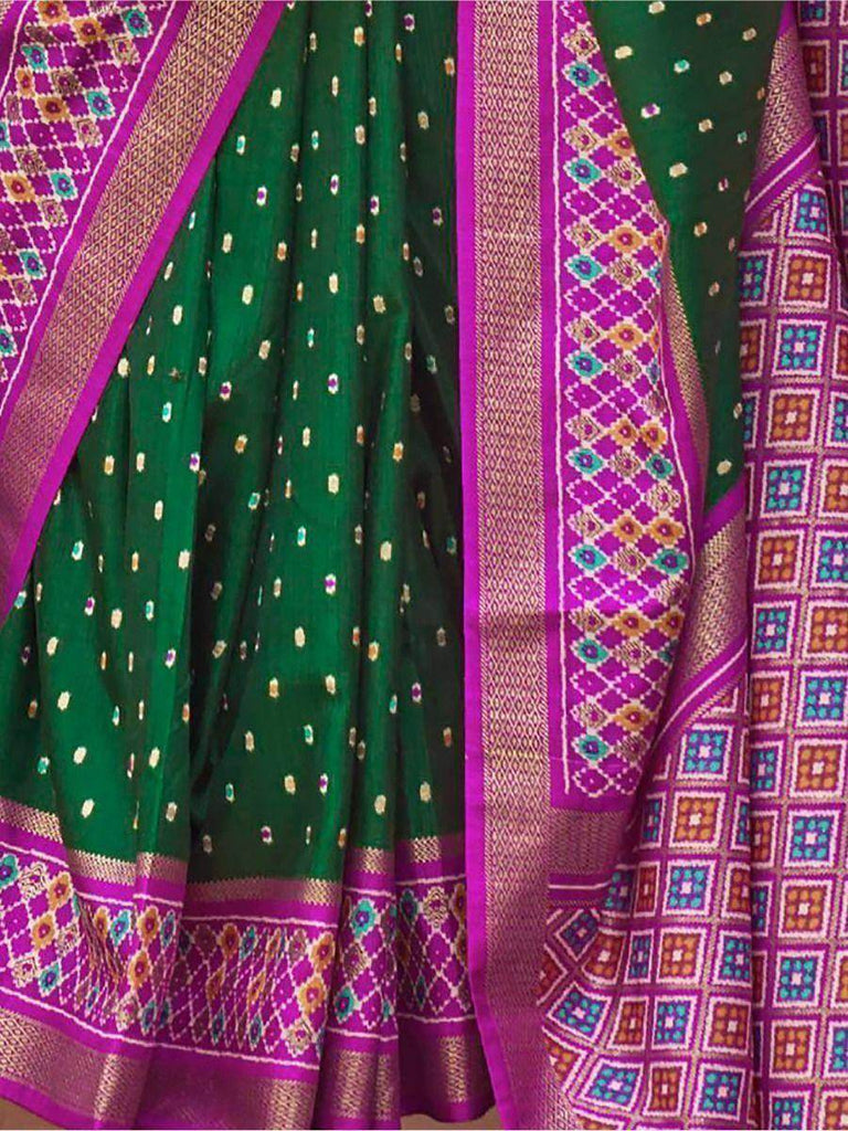 Bewitching Green Patola Printed Silk Wedding Wear Saree with Blouse