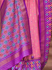Mesmerizing Pink Patola Printed Silk Sangeet Wear Saree With Blouse