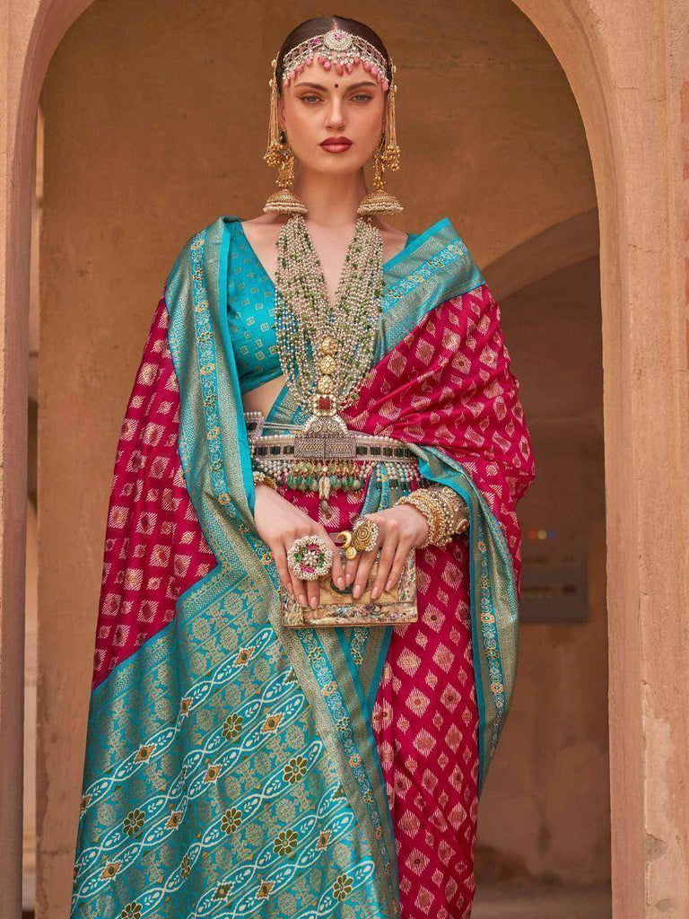 Phenomenal Deep Pink Patola Printed Silk Festival Wear Saree